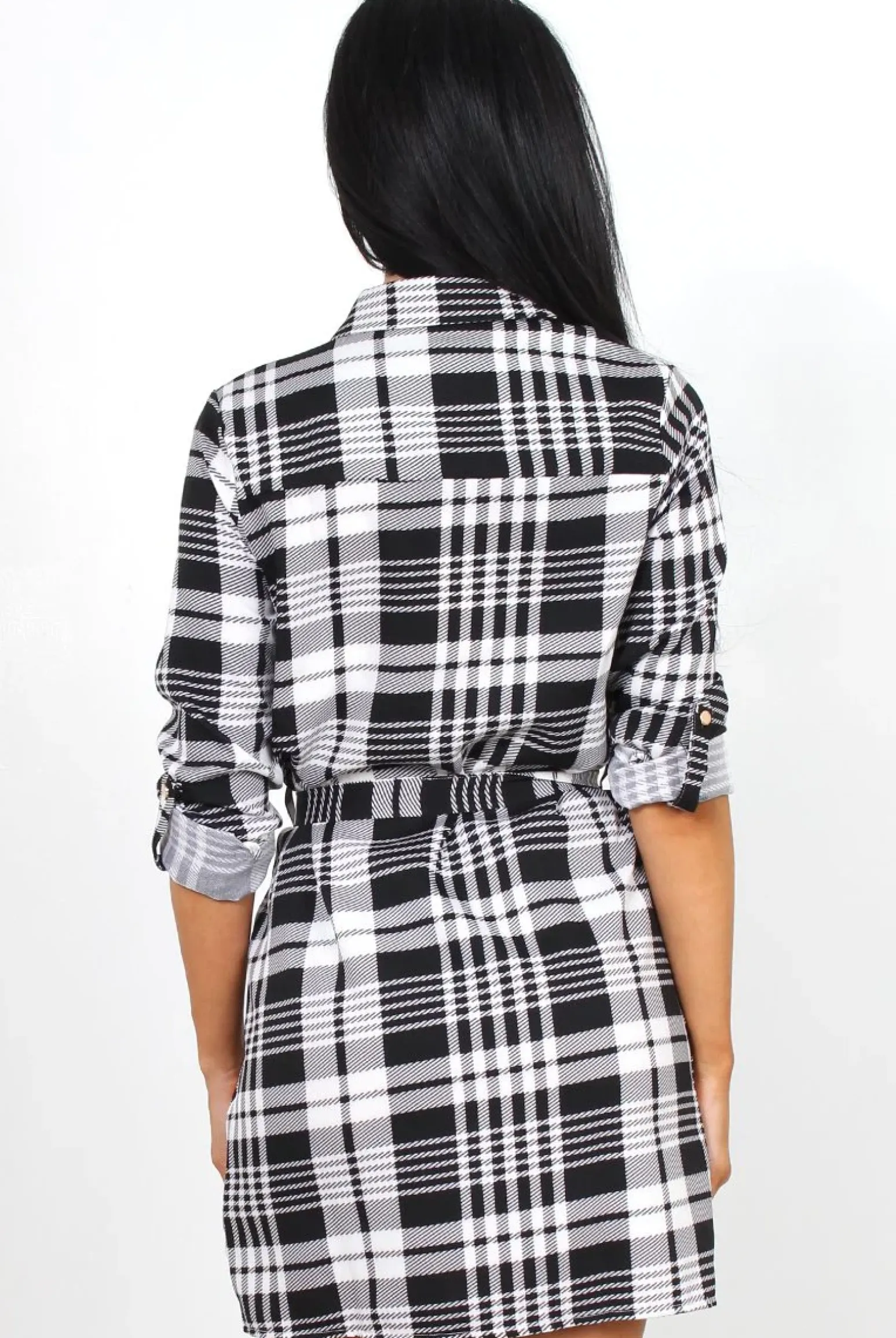 Rebellious Fashion Dasha Black Checked Shirt Dress