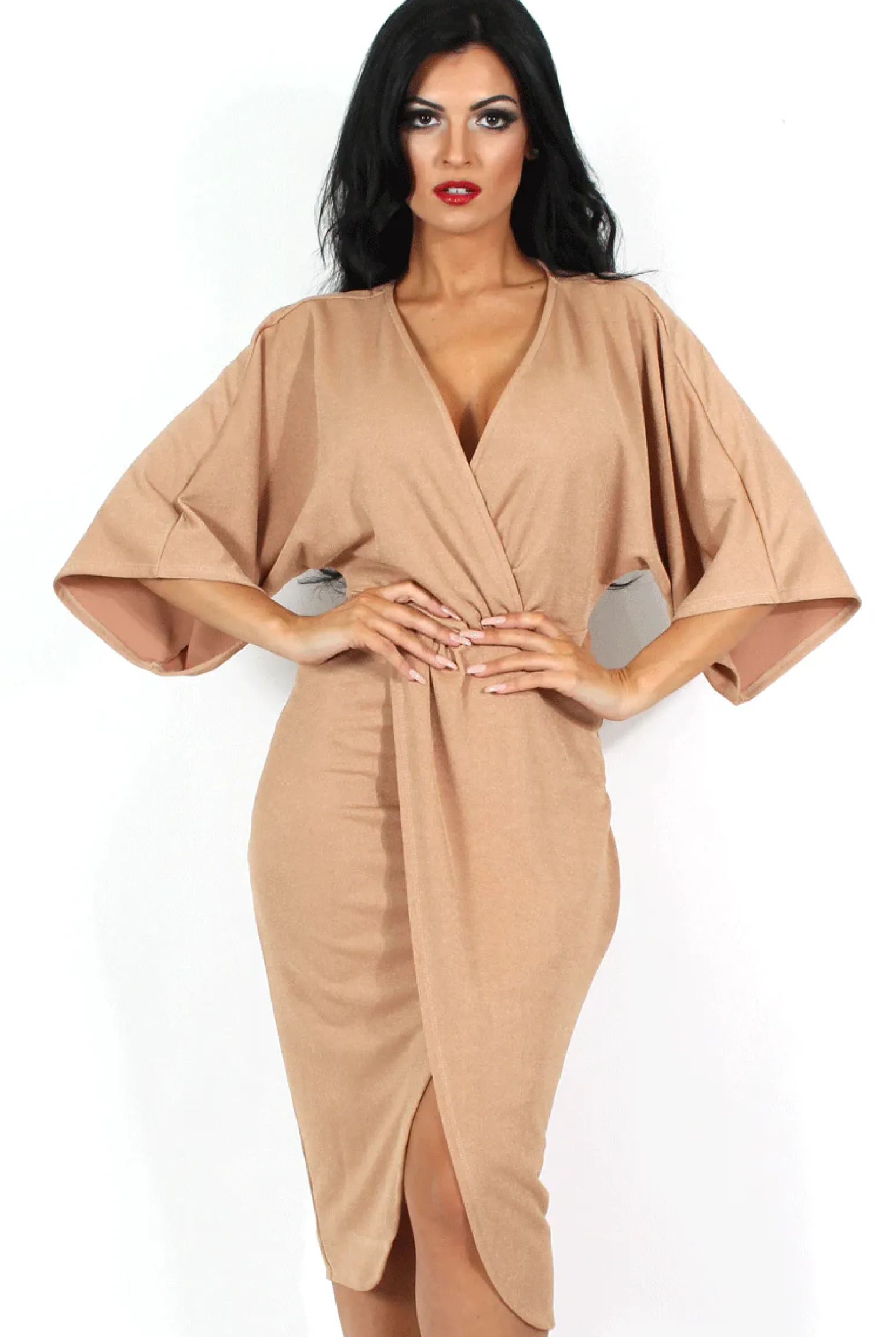 Rebellious Fashion Debra Camel Crossover Dress