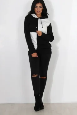 Rebellious Fashion Delora White Panel Hoodie