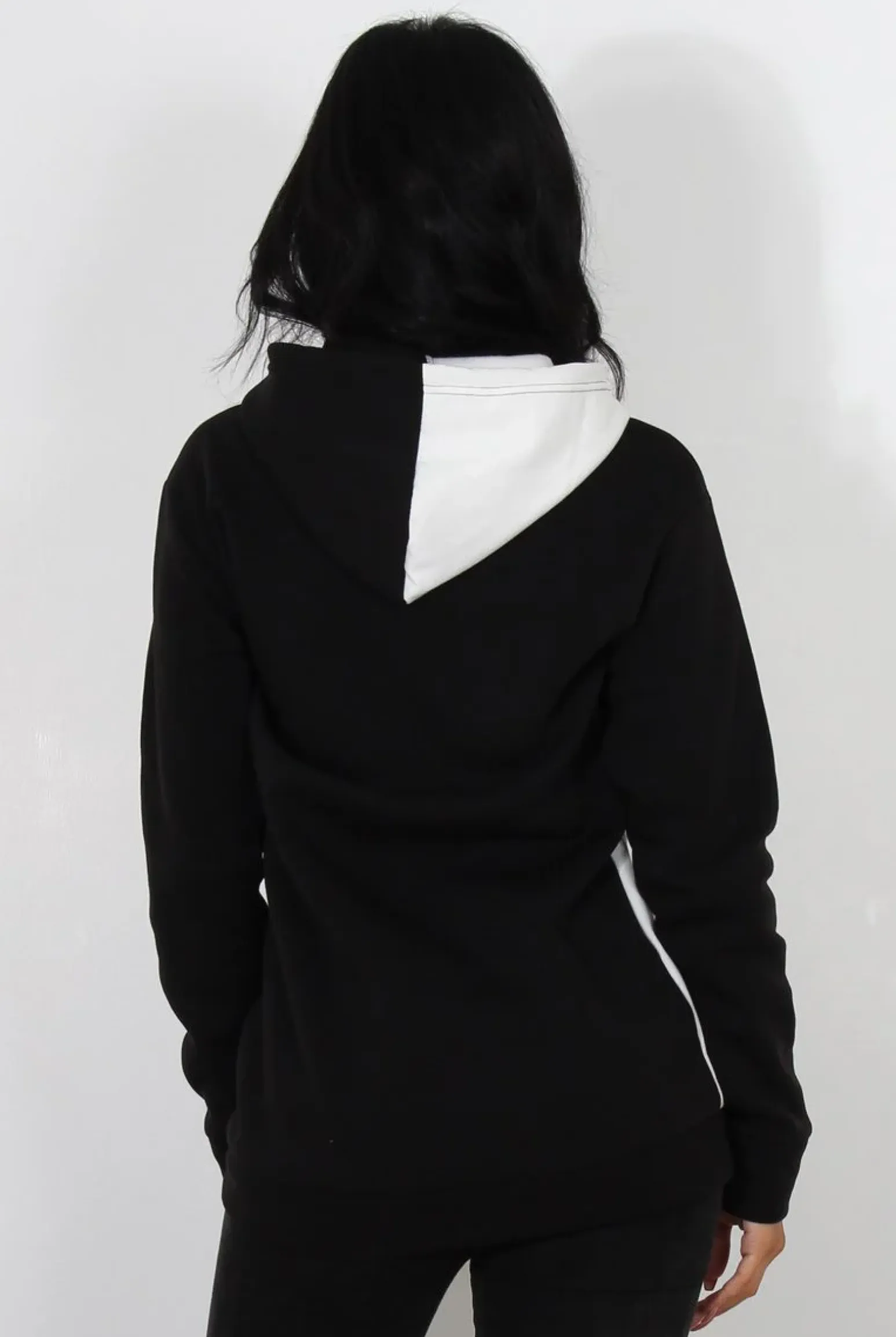 Rebellious Fashion Delora White Panel Hoodie