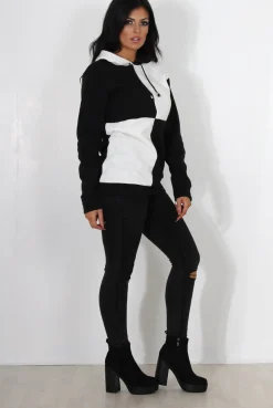 Rebellious Fashion Delora White Panel Hoodie