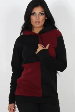 Rebellious Fashion Delora Wine Panel Hoodie