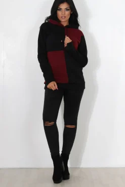 Rebellious Fashion Delora Wine Panel Hoodie