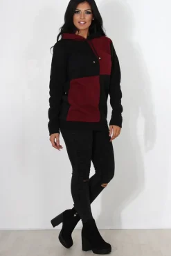 Rebellious Fashion Delora Wine Panel Hoodie