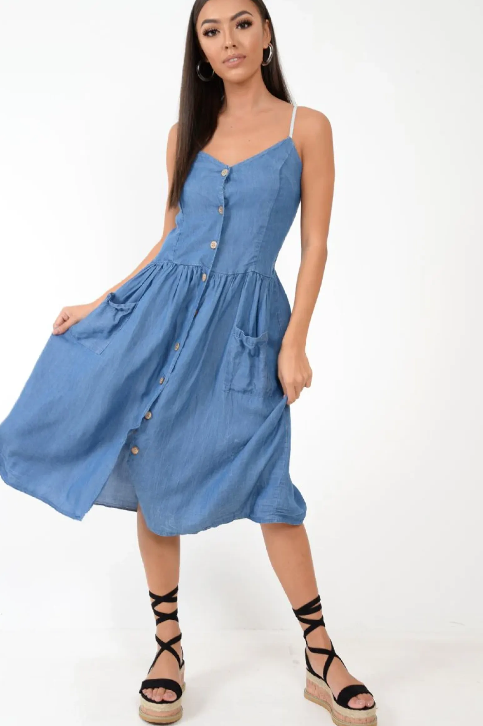 Rebellious Fashion Denim Button Up Dress - Lilyanne
