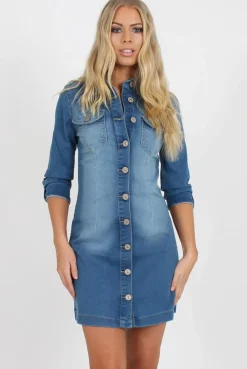 Rebellious Fashion Denim Shirt Dress - Carly