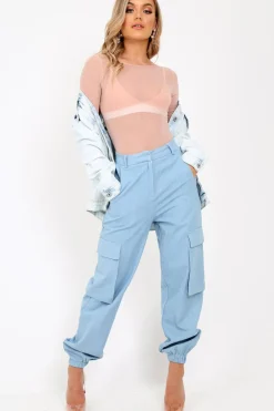 Rebellious Fashion Denim Cuffed Cargo Pants - Galya