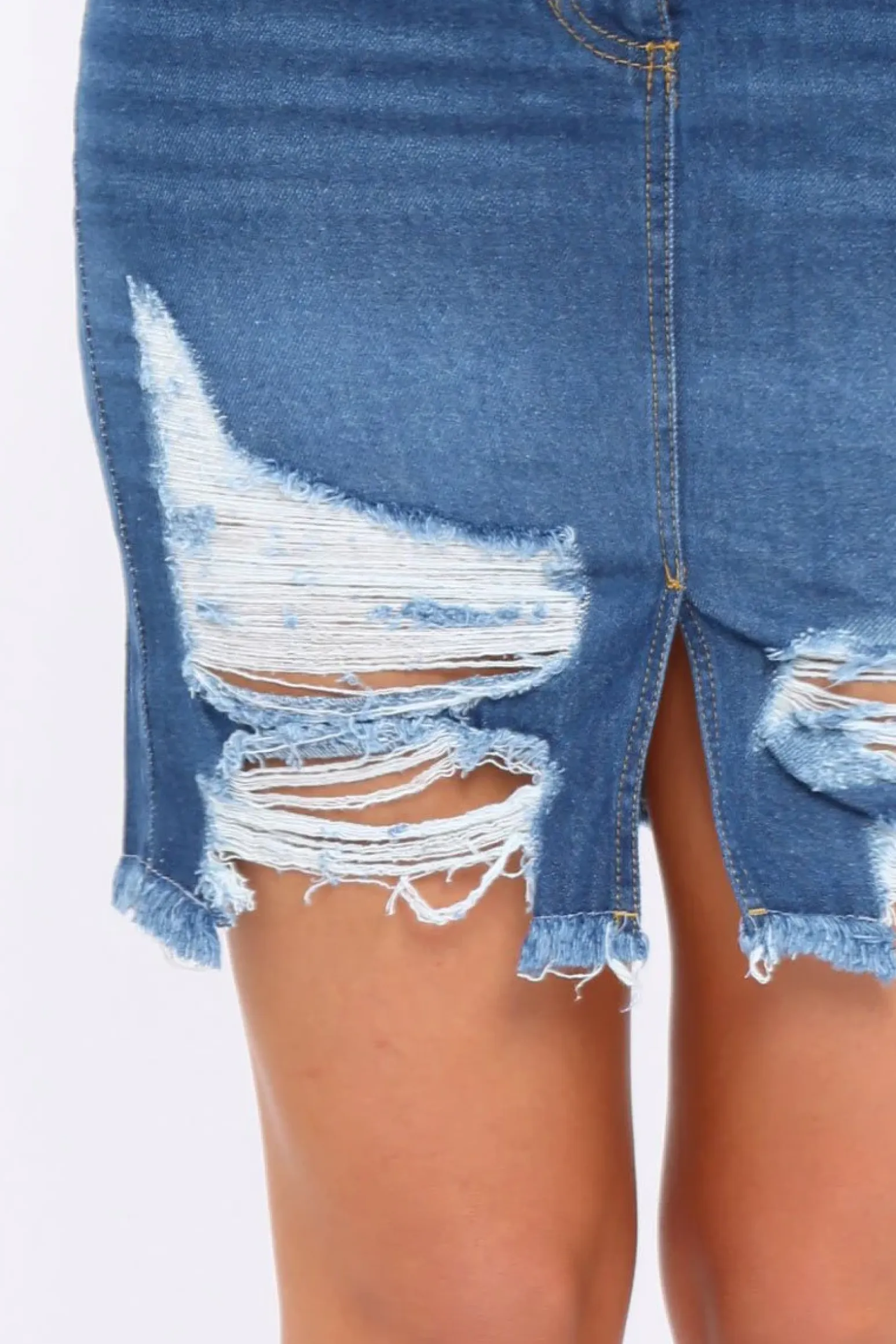 Rebellious Fashion Denim Extreme Distressed Skirt - Zinnia