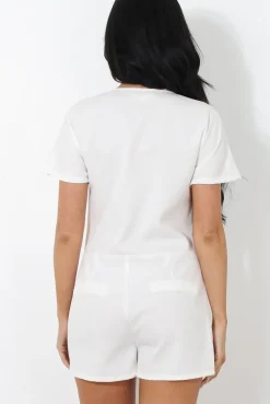 Rebellious Fashion Dero White Crochet Playsuit