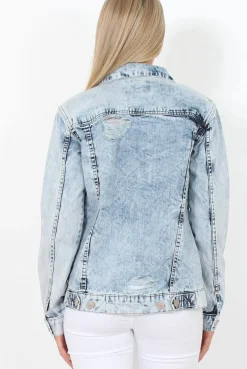 Rebellious Fashion Distressed Denim Jacket - Binky