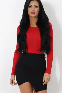 Rebellious Fashion Diya Red Cut Out Bodysuit