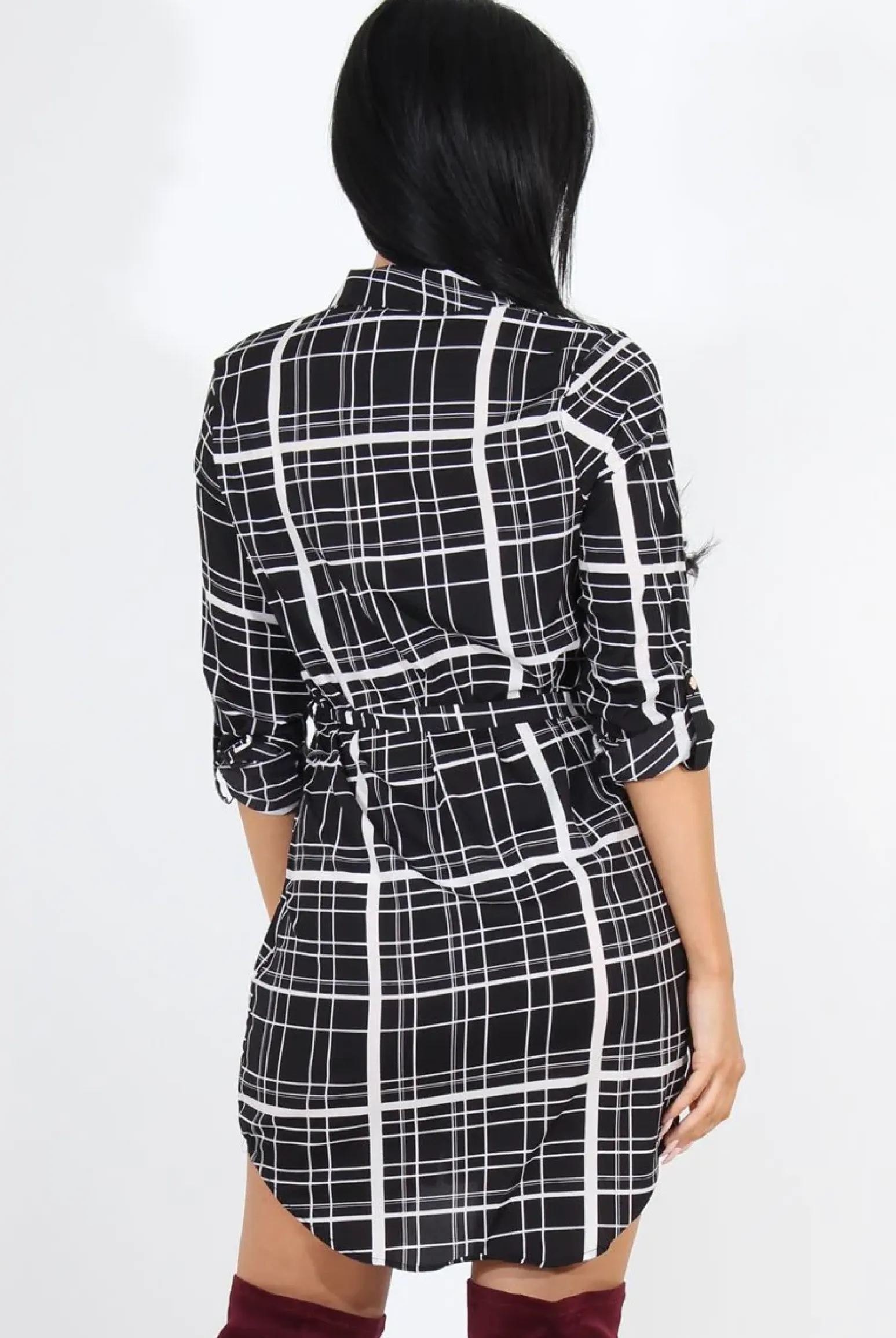 Rebellious Fashion Dolly Black Check Print Shirt Dress