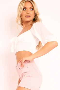 Rebellious Fashion Dusky Pink Denim Mom Fit Shorts - Moxie