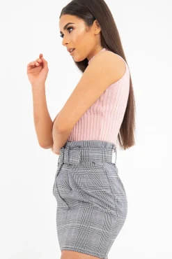 Rebellious Fashion Dusky Pink High Neck Sleeveless Crop Jumper - Maleena