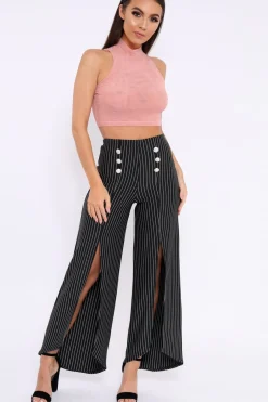 Rebellious Fashion Dusty Pink Mesh Round Neck Crop Top - Carii
