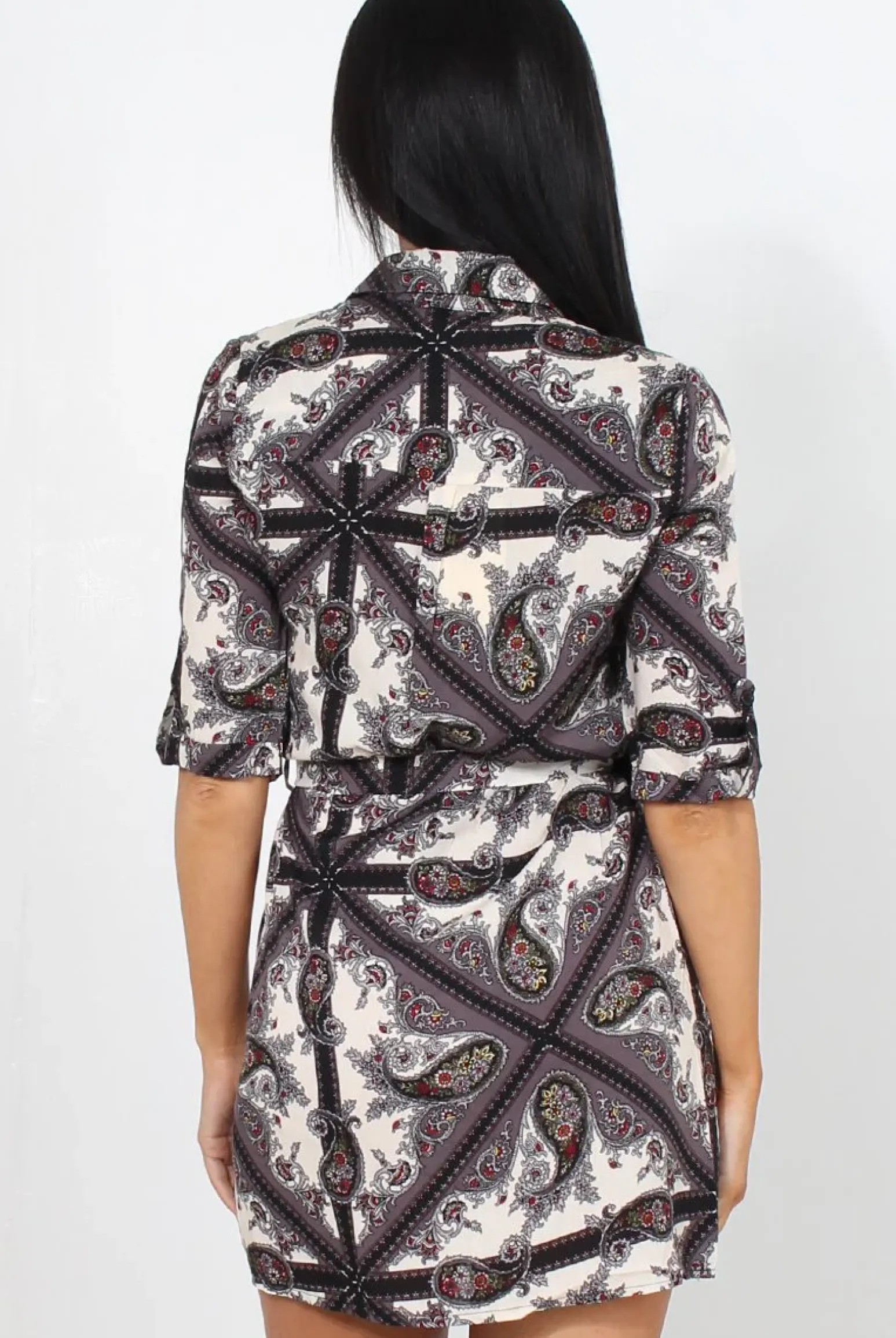 Rebellious Fashion Elyse Purple Paisley Print Shirt Dress