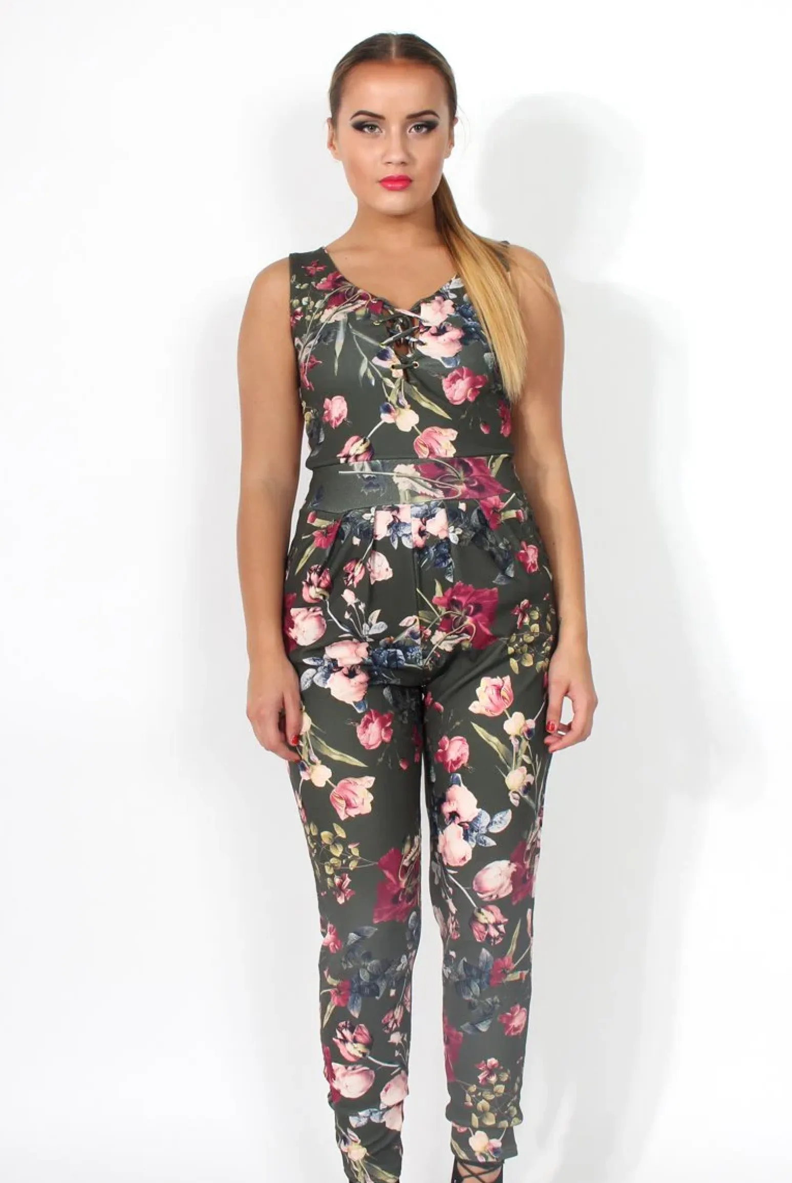 Rebellious Fashion Emily Floral Tie Front Jumpsuit