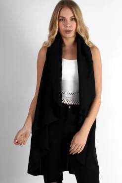 Rebellious Fashion Esme Black Waterfall Waistcoat