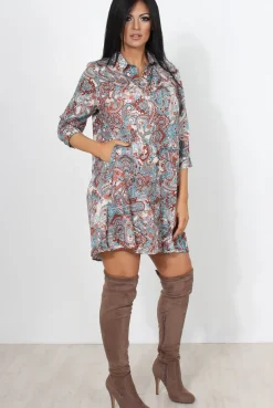 Rebellious Fashion Fiji Paisley Print Shirt Dress