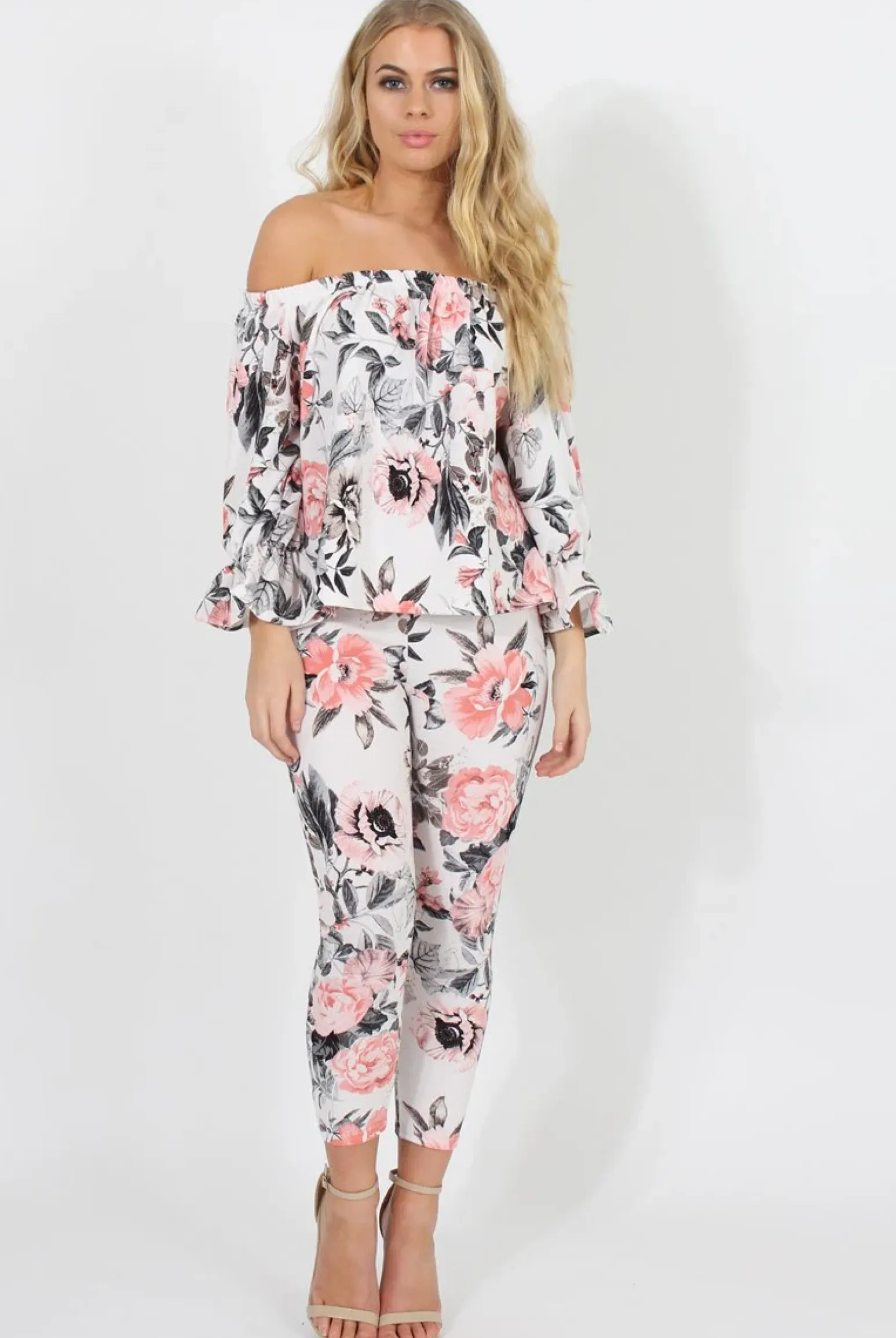 Rebellious Fashion Floral Print Off Shoulder Two Piece Set - Sherrie