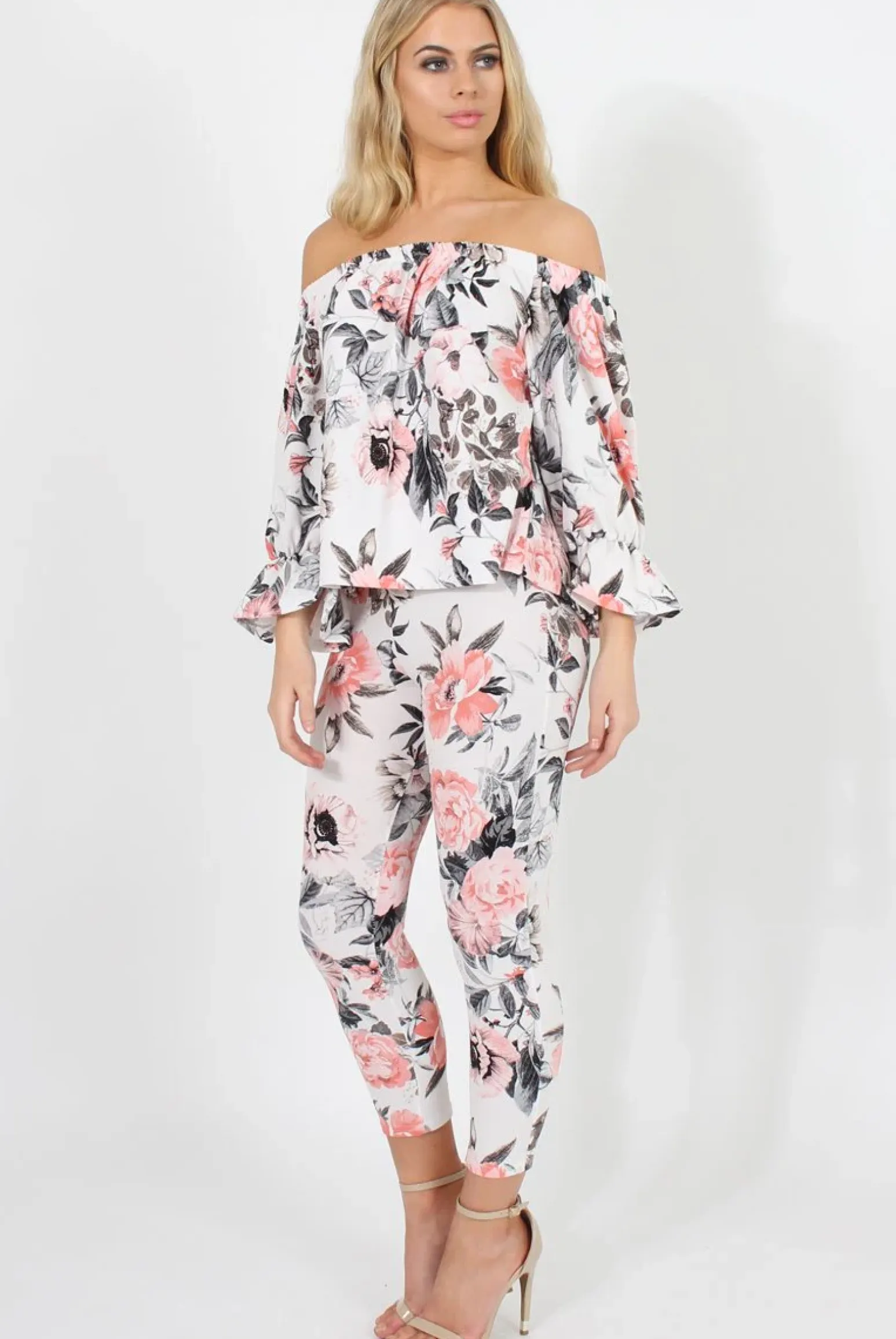 Rebellious Fashion Floral Print Off Shoulder Two Piece Set - Sherrie