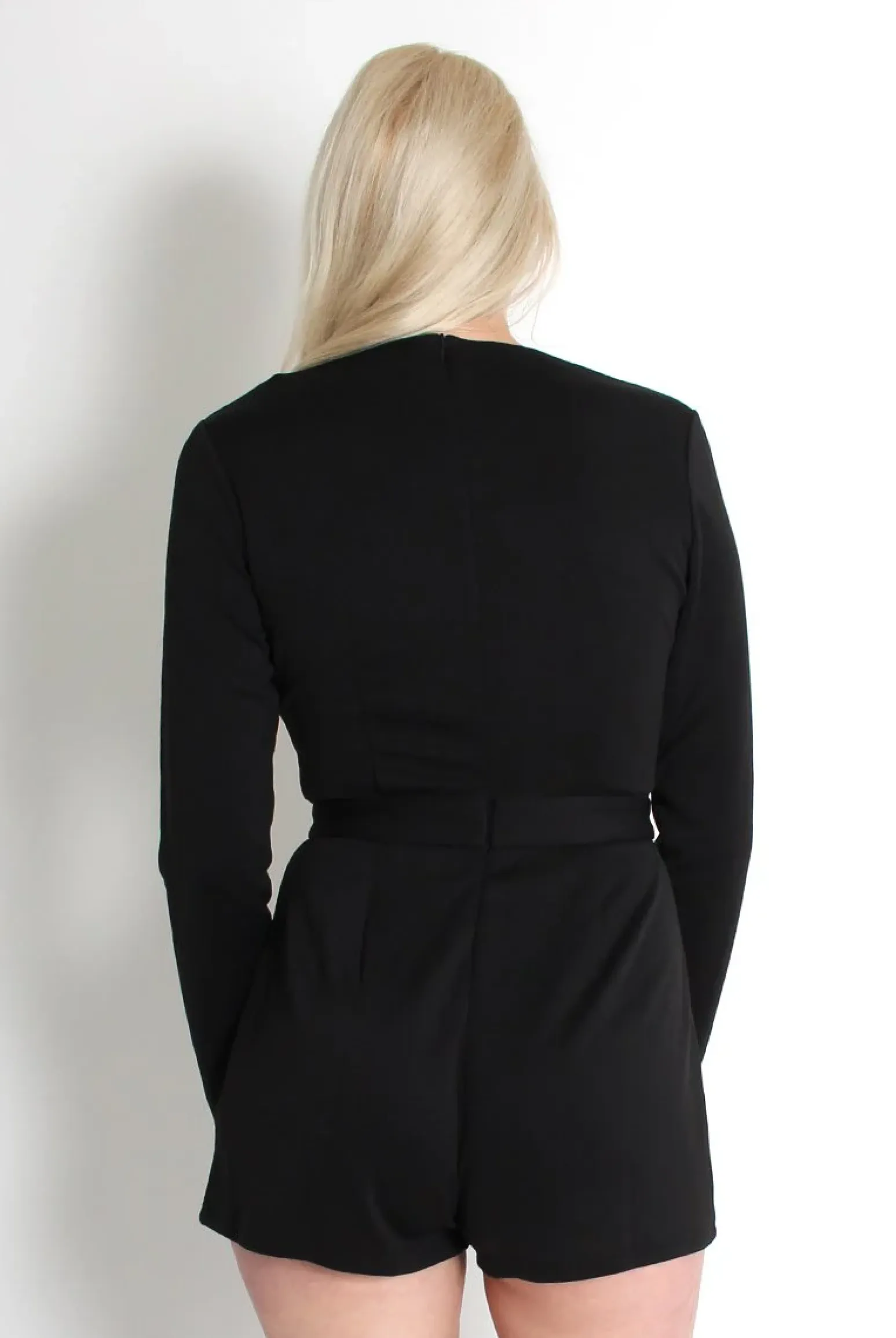 Rebellious Fashion Frances Black Plunge Playsuit