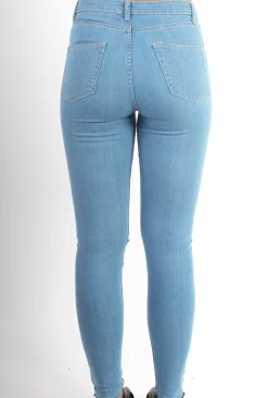 Rebellious Fashion Fran Light Wash Distressed Ripped Knee High Waisted Jeans
