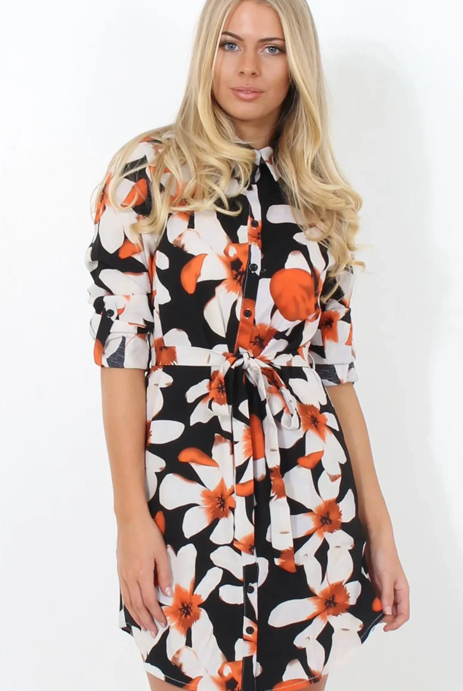 Rebellious Fashion Fraul Black Floral Print Shirt Dress