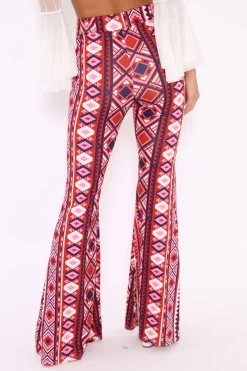Rebellious Fashion Fuchsia Aztec Print Flares - Mayna