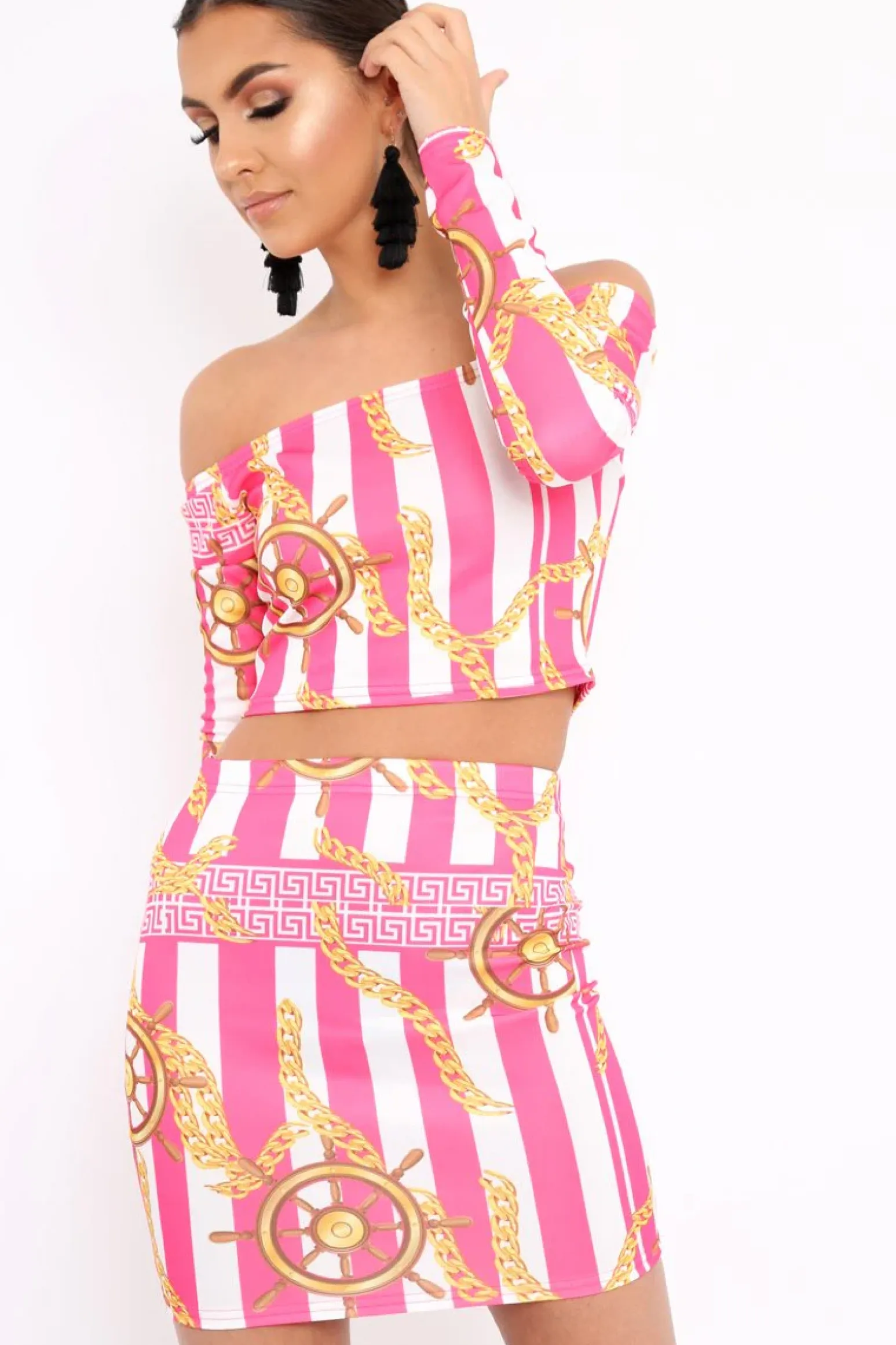 Rebellious Fashion Fuchsia Chain Print Set - Adrie
