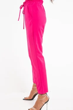 Rebellious Fashion Fuchsia Drawstring Seam Front Tailored Joggers - Lissie
