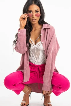 Rebellious Fashion Fuchsia Drawstring Seam Front Tailored Joggers - Lissie