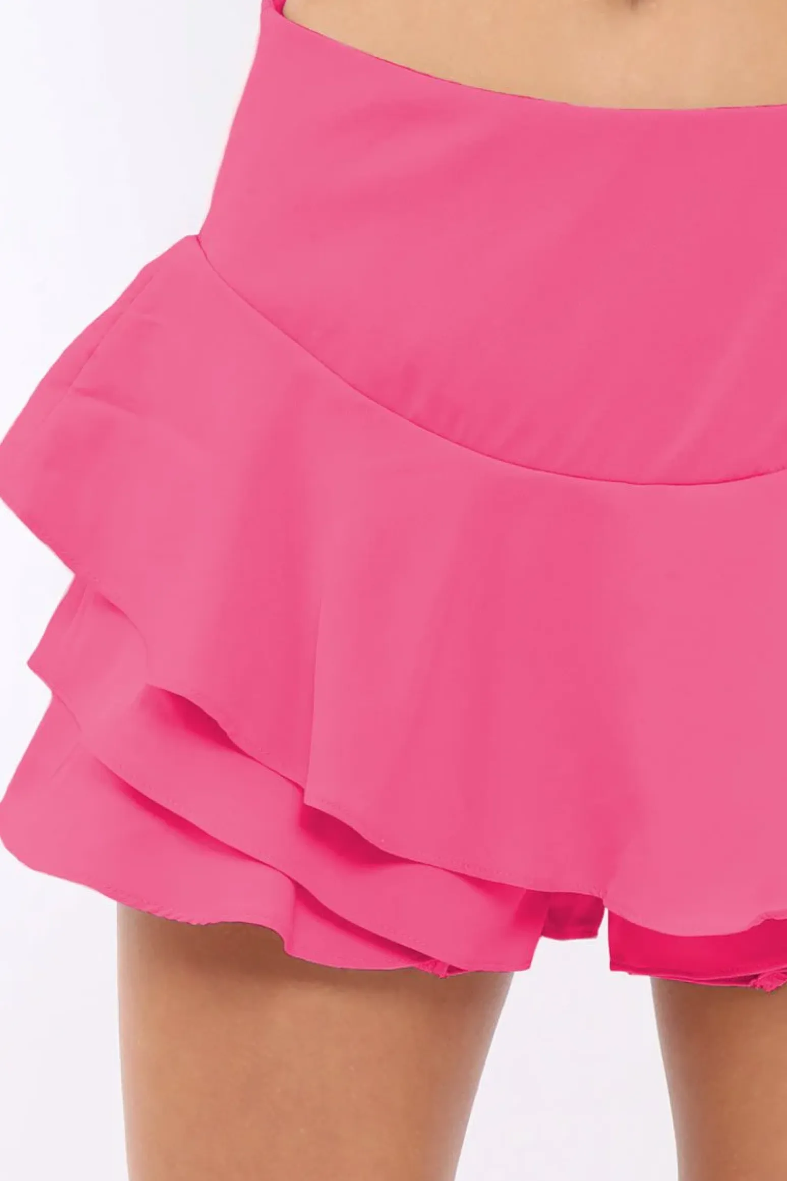 Rebellious Fashion Fuchsia Frill High Waisted Shorts - Claudelle