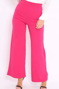Rebellious Fashion Fuchsia High Waisted Flare Trousers - Kym