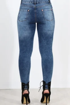 Rebellious Fashion Gabby Blue Ripped Knee Skinny Jeans