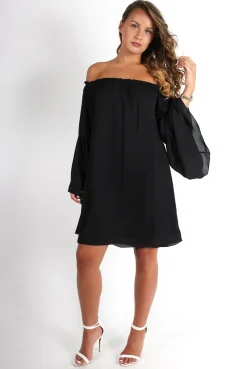 Rebellious Fashion Gabriel Black Off The Shoulder Dress