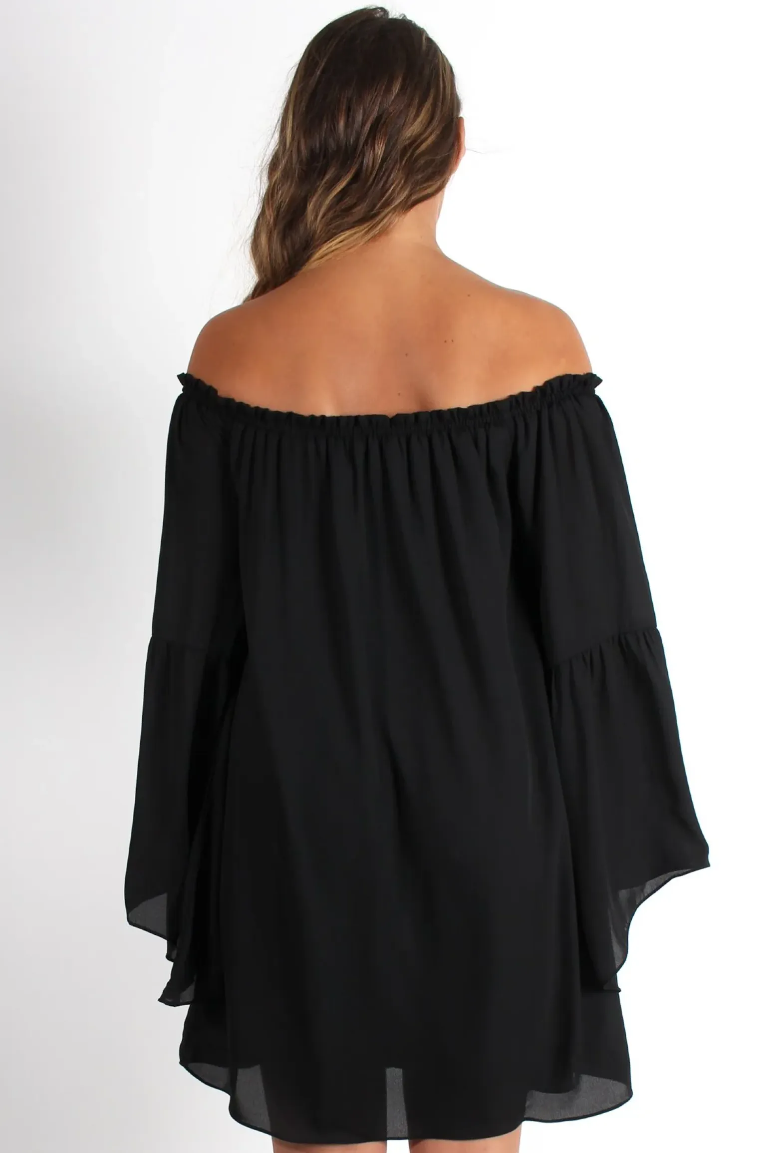 Rebellious Fashion Gabriel Black Off The Shoulder Dress