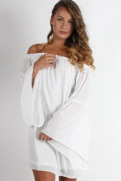 Rebellious Fashion Gabriel White Off The Shoulder Dress