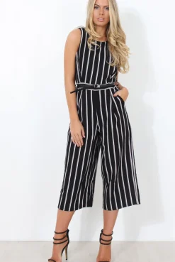 Rebellious Fashion Gemma Black Striped Jumpsuit