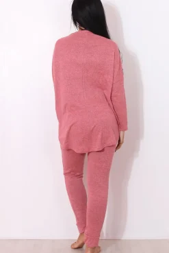 Rebellious Fashion Gerlie Mauve V Neck Loungewear Set