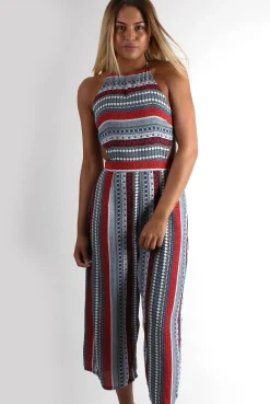Rebellious Fashion Gillian Paisley Elephant Culotte Halter Neck Jumpsuit