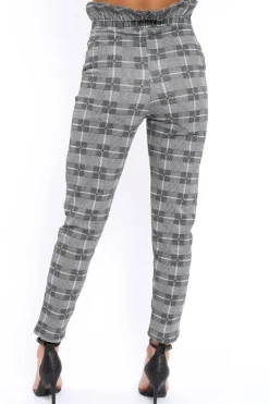 Rebellious Fashion Gingham Long Legged Cigarette Trousers - Grayce