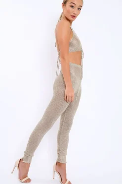 Rebellious Fashion Gold Metallic Co-ord Set - Klaire