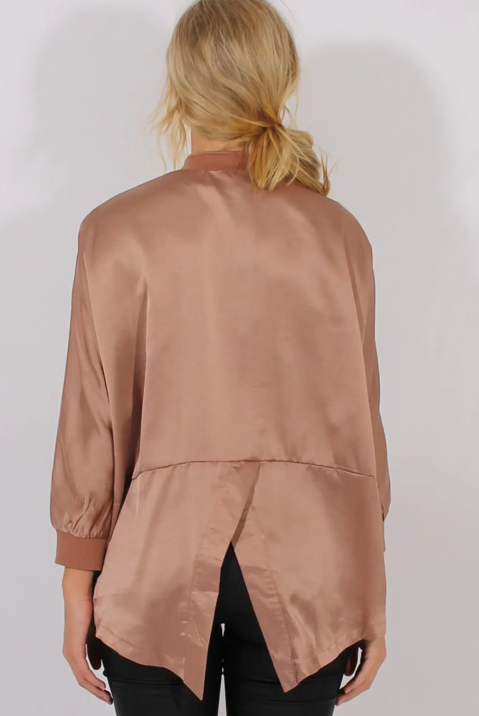 Rebellious Fashion Gold Satin Oversized Embroidered Jacket - North