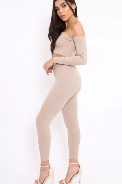 Rebellious Fashion Gold Shimmery Ribbed Knit Co-ord - Luna