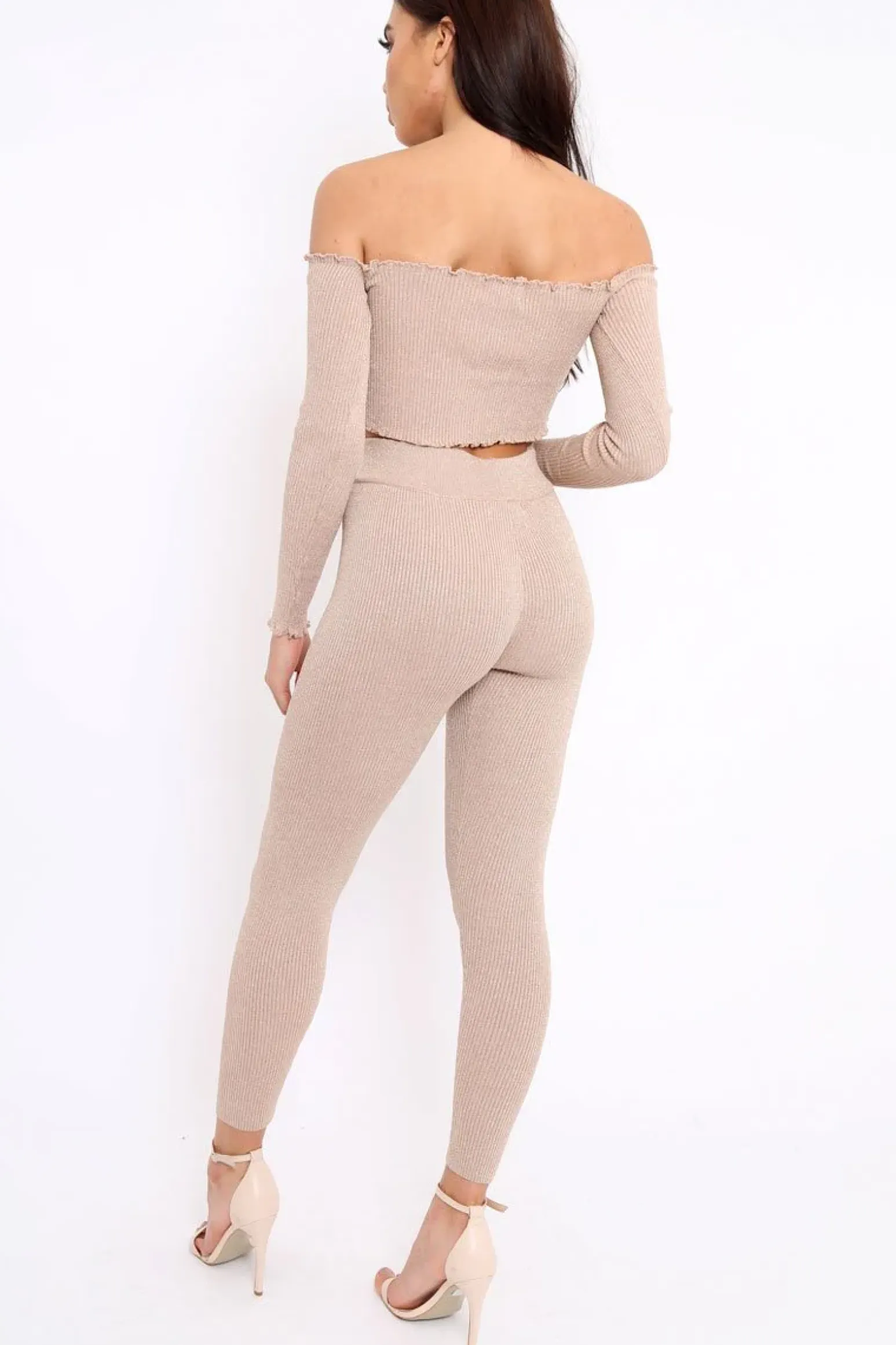 Rebellious Fashion Gold Shimmery Ribbed Knit Co-ord - Luna