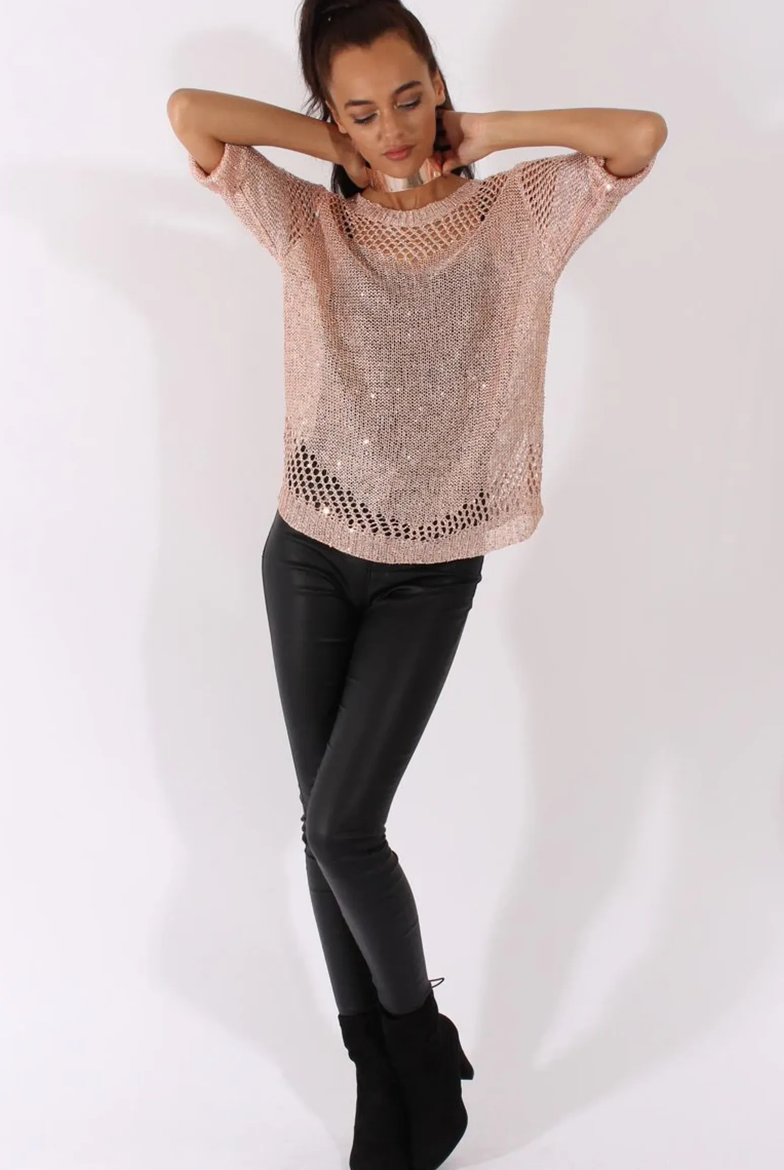 Rebellious Fashion Gold Sparkle Sweater - Bella