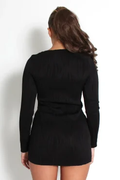 Rebellious Fashion Gracie Black Tie Front Mini Dress
