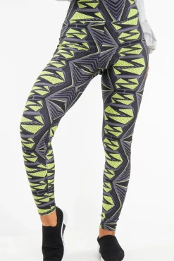 Rebellious Fashion Green Abstract High Waist Activewear Leggings - Ryli