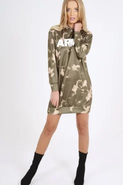Rebellious Fashion Green Acid Wash Army Hoodie - Aime